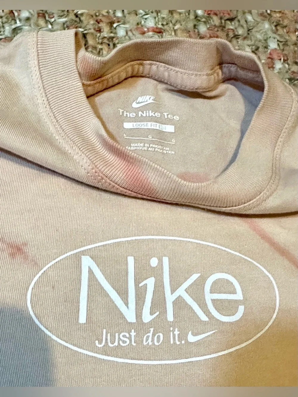 ASOS Nike Optimism Boxy Fit T-shirt in Orange & Pink Tie-dye Size Large